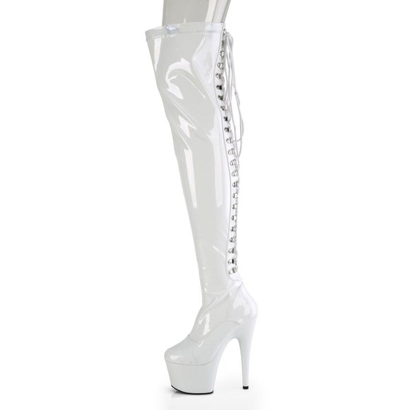 Pleaser Adore 3063 White Platform Boots - Picture 3 of 5